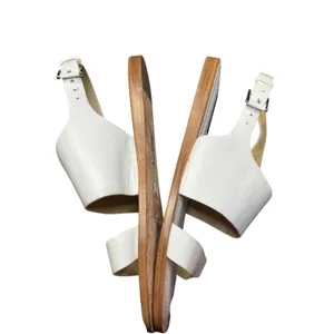 Lafayette 148 Shoes Womens Size 7 White Leather Slingback Sandals Flat‎ Strappy thumbnail 5