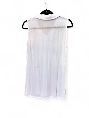 Fever White Sleeveless Collared Button Up Blouse with Pleated Front Sz M thumbnail 3