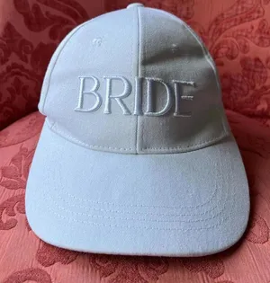 White 'BRIDE' Embroidered Baseball Cap from Miss to Mrs thumbnail 1