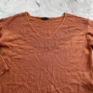 SHEIN Slouchy Sweater Cropped Oversized 3/4 Sleeve Size Large L Orange‎ thumbnail 2