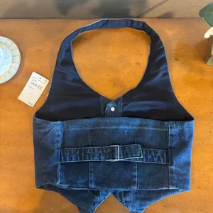 Good American Denim Halter Vest Indigo724 Size S NWT thumbnail 9