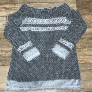 Sleeping On Snow Anthropologie Gray White Wool Blend Sweater‎ Women Medium Shirt thumbnail 1