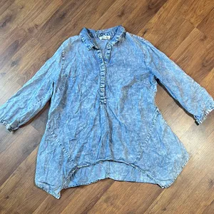 Vintage America Light Blue Denim Top thumbnail 1