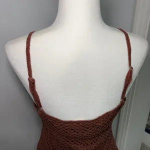 Y2K Faded Glory‎ Brown Silk Crochet Cami Top Womens XL Boho Romantic Vintage thumbnail 4