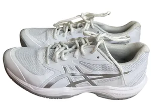 ASICS solution speed athletic Womens Tennis Shoes White Silver Size 8 EUC thumbnail 1