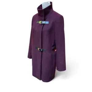Lauren Ralph Lauren Wool Peacoat Trench Coat Purple Burgundy Size 12 Old Money thumbnail 4