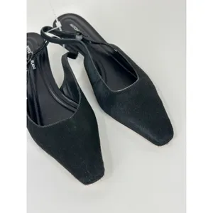 NEW Antonio Melani Kitten Heel Sling Back Black Leather Fur Minimalist US 8 thumbnail 9