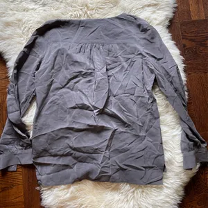 100% silk Amanda Uprichard long sleeved blouse tunic neutral gray thumbnail 6