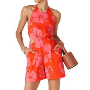 Staud Georgia Halter Neck Floral Print Romper thumbnail 3