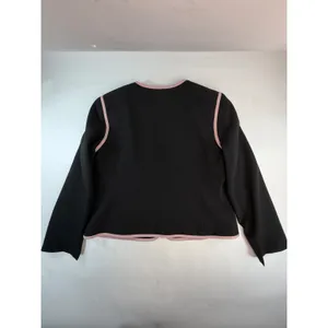 Black Label by Evan-Picone Black Pink Contrast Trim Open Blazer Jacket Size 16 thumbnail 2