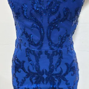 Blue Sequin Dress short woman size 4 wedding party nightclub homecoming thumbnail 3
