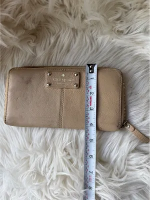 Kate Spade Beige Leather Zip-Around Wallet thumbnail 7