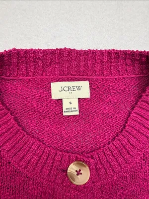 J. Crew size small knit Short-Sleeve Button Cardigan sweater purple pink Fuschia thumbnail 2