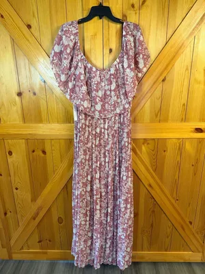 Premier Amour Pink Floral Off-the-Shoulder Pleated Maxi Dress NWT Size 18 (7675) thumbnail 6