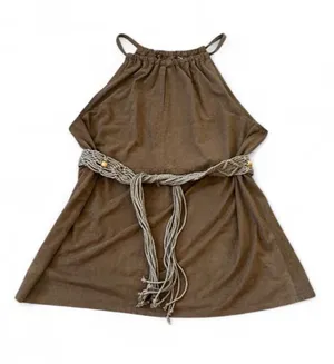 Max Studio Brown Faux Suede Halter Top Key Hole Front Boho Western Festival thumbnail 1