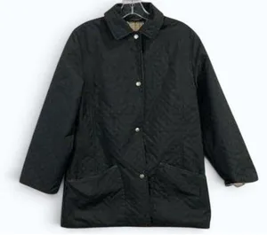 Burberry London Womens S Black Diamond‎ Quilted Jacket Nova Check Lining England thumbnail 1
