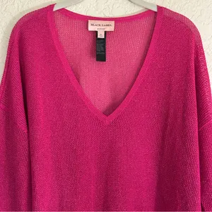 Chico's Black Label V-Neck Metallic Sweater Pink XL Women Shimmer Knit‎ Pullover thumbnail 3