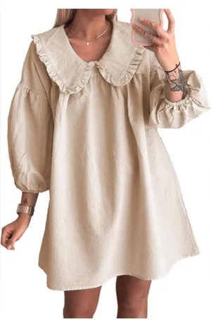 NWT Amazon Neutral Gingham Check Collared Dress Size XL thumbnail 1