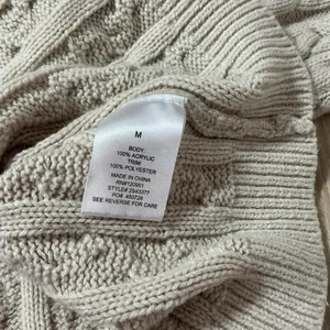 PINK ROSE Cable Knit Faux Fur‎ Collar Cardigan Sweater Cream Beige Penny Lane thumbnail 5