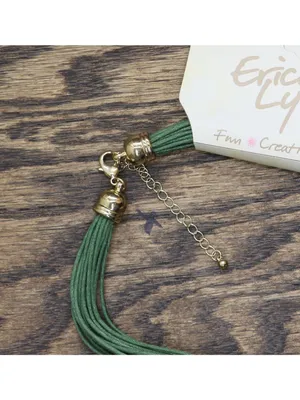 NWT Erica Lyons Corded Ring Nest Knot Pendant Necklace Gold / Green 17" + 3" thumbnail 4
