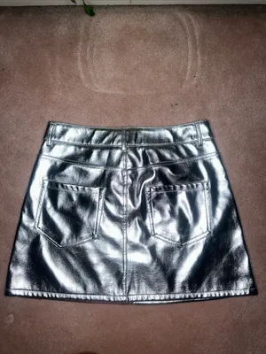 and now this Women's Faux-Leather Metallic Mini Skirt thumbnail 5