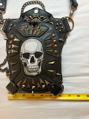 Steel Master Skull Studded Gothic Steampunk Crossbody Hip Holster Bag thumbnail 5