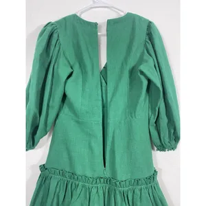 Karlie Emerald V-Neck Ruffle Mini Dress Size S 90% Ramie 10% Cotton 100% Rayón thumbnail 7