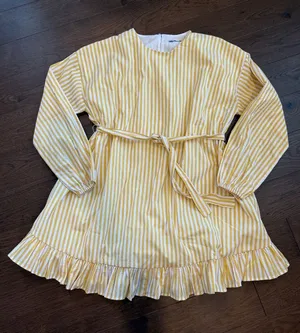 English Factory Belted Mini Dress in Yellow/White - Medium - C11-195 thumbnail 1
