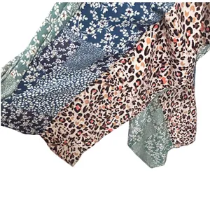 Umgee Women Blue Patchwork Print Floral Leopard Open Front Kimono Wrap Boho S/M thumbnail 11