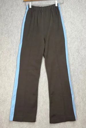 Drakkar Warmup Vintage Brown Blue Stripe‎ Knit Track Pants Womens Small Retro thumbnail 1