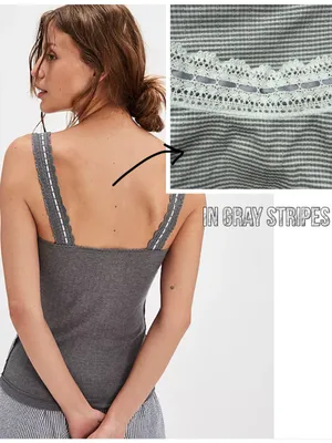 Free People only you Striped Tank - Gray Combo thumbnail 3