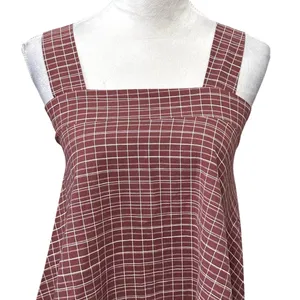 Torio Mauve Pink Grid Check Square Neck Tank Top Sleeveless A Line S Casual Boho thumbnail 3