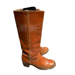 FRYE Campus Leather Boots AZTEC Embroidered Stitching Tan Women’s Size 7 thumbnail 3