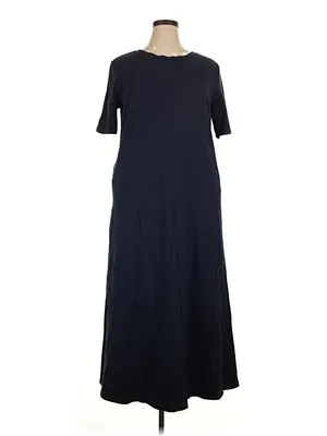 Boutique Merokeety Womens Navy Blue Short Sleeve T-Shirt Maxi Dress with Pockets XXL thumbnail 2