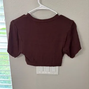 Nasty Gal Red Crop Top with Crew Neck and Short Sleeves thumbnail 3