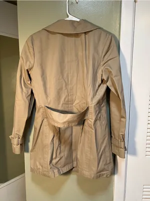 Juicy Couture Women's Size XL Double Breasted Trench Coat Beige Raincoat Lined thumbnail 6