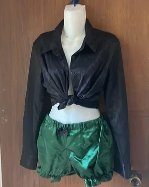 Sugar Kitty bloomers in emerald satin thumbnail 1