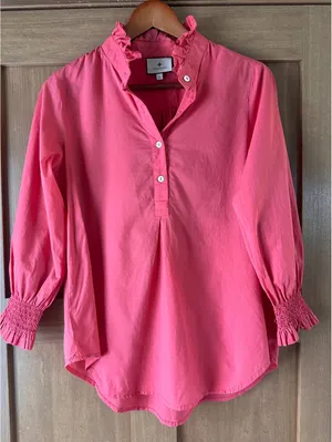 Tuckernuck Teagan Popover Blouse Shirt 100% Cotton in Pink Women’s Small thumbnail 6