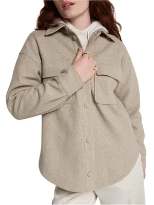 CALIA Oatmeal Heather Patch Pocket Shacket Size XL Tan thumbnail 1