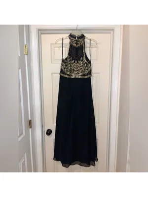 Vintage Black and Gold Beaded Long Formal Dress by Scala black tie elegant thumbnail 5