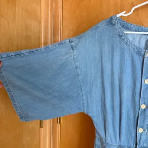Free People Denim Jumpsuit Womens Small Blue Button Front Short Sleeve‎ Boho thumbnail 4