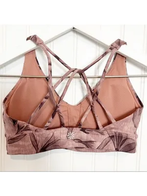 Athleta Solace Bra Size Medium‎ Pink Floral Powervita Padded Sporty Clean Girl thumbnail 5