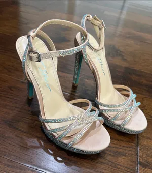 Betsey Johnson Nude Pink Crystal-Strap Stiletto Sandals thumbnail 1