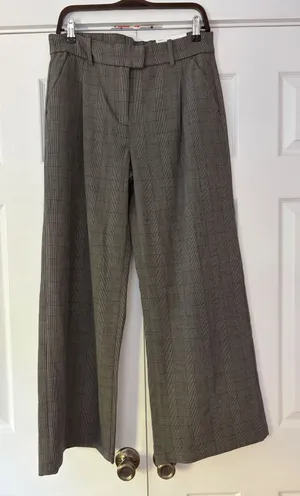 American Eagle Gray Glen Plaid Wide Leg Trouser Pants Size 8 Stretch High Rise thumbnail 1