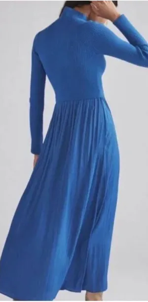 NEW Anthropologie The Thea Twofer Sweater Maxi Dress‎ Mock Turtle Neck M Blue thumbnail 1