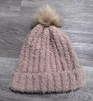 Tan Pom Pom Fur Beanie Toboggan Walmart One Size Winter thumbnail 2