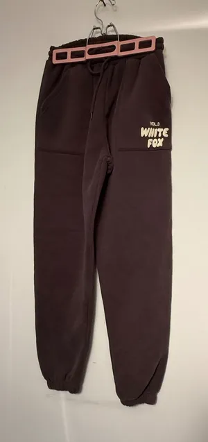 White Fox Vol.3 Espresso Brown Fleece Jogger Sweatpants‎ Womens XS Puff Print thumbnail 1