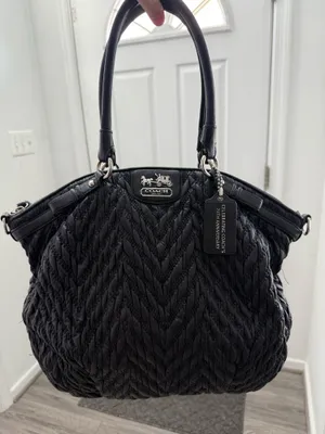 Coach 70th anniversary quilted chevron nylon satchel bag thumbnail 1