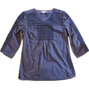 Boden Womens Tunic Blouse Blue Crochet‎ Lace 3/4 Sleeve Size 6 thumbnail 1