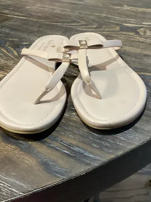 Kate Spade Blush Leather Bow Thong Sandals with Gold Spade Accent size 6.5 thumbnail 8